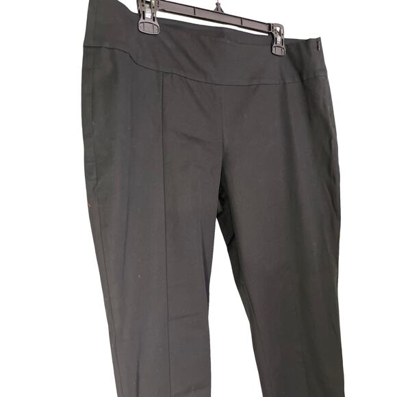 Eileen Fisher Black Organic Cotton Stretch Ankle Pants L | Side Zip Slim Leg - Picture 6 of 7